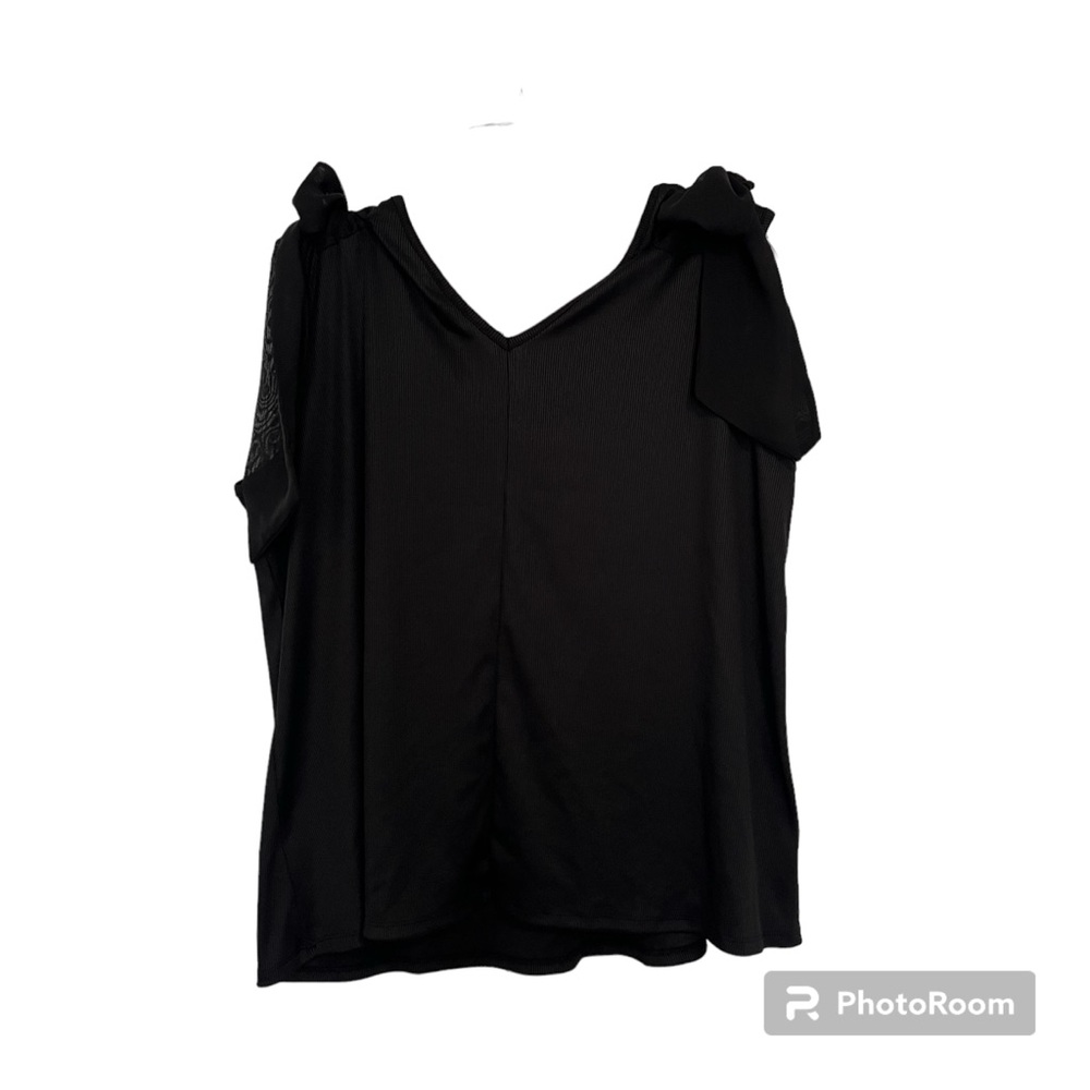 Cato size XL black ribbed tank with ribbons on shoulders - Picture 10 of 10